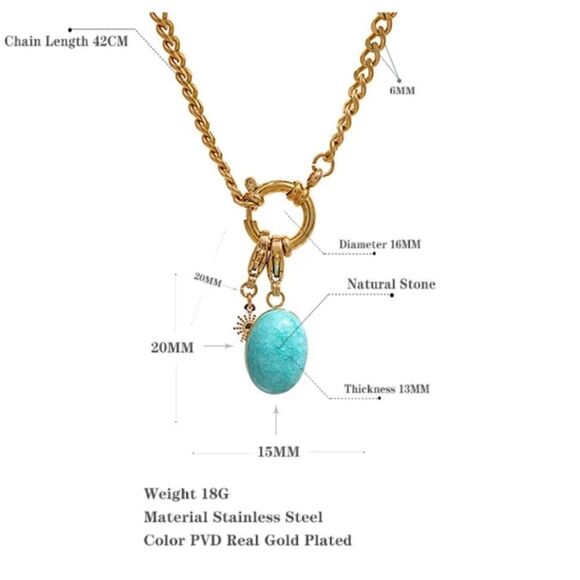 #19 NEW Amazonite Gold Chain Necklace - Picture 6 of 10